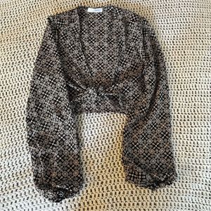 Wrap around long sleeve crop top size S
